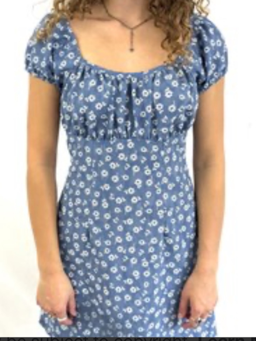 BP Blue Floral Square-Neck Floral Print Mini Dress. Size Medium